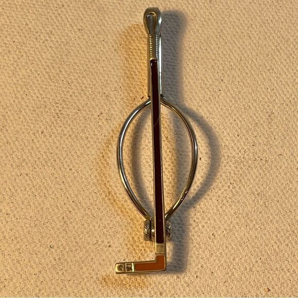 Vintage Swank Tie Bar Silver Toned enameled hockey stick NHL - Picture 10 of 10